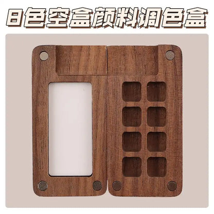 MEACAOFG paint box Walnut Raw Material Box Mini Portable Drawing Board Travel Sketching Carry-on Walnut Box with Grid Set