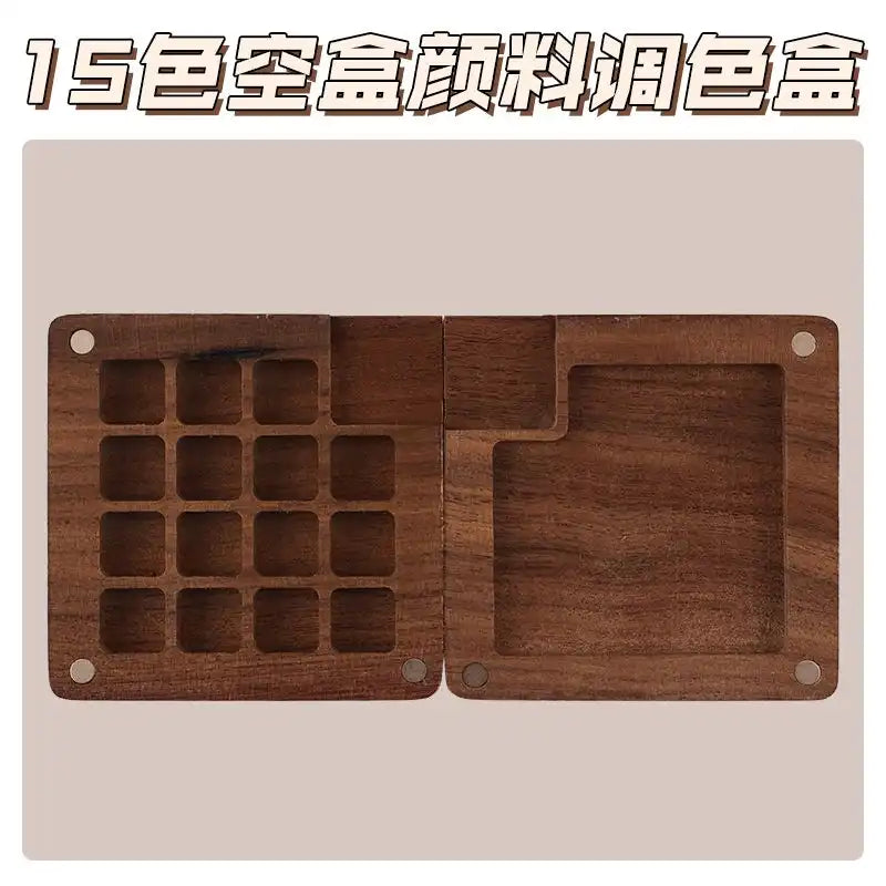 MEACAOFG paint box Walnut Raw Material Box Mini Portable Drawing Board Travel Sketching Carry-on Walnut Box with Grid Set