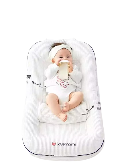 White premium baby crib with safety rails and adjustable mattress for infants