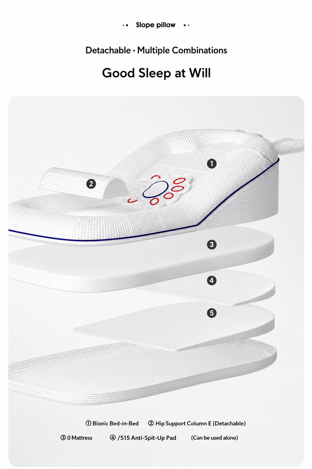Multi layer interior structure of convertible infant sleep lounger