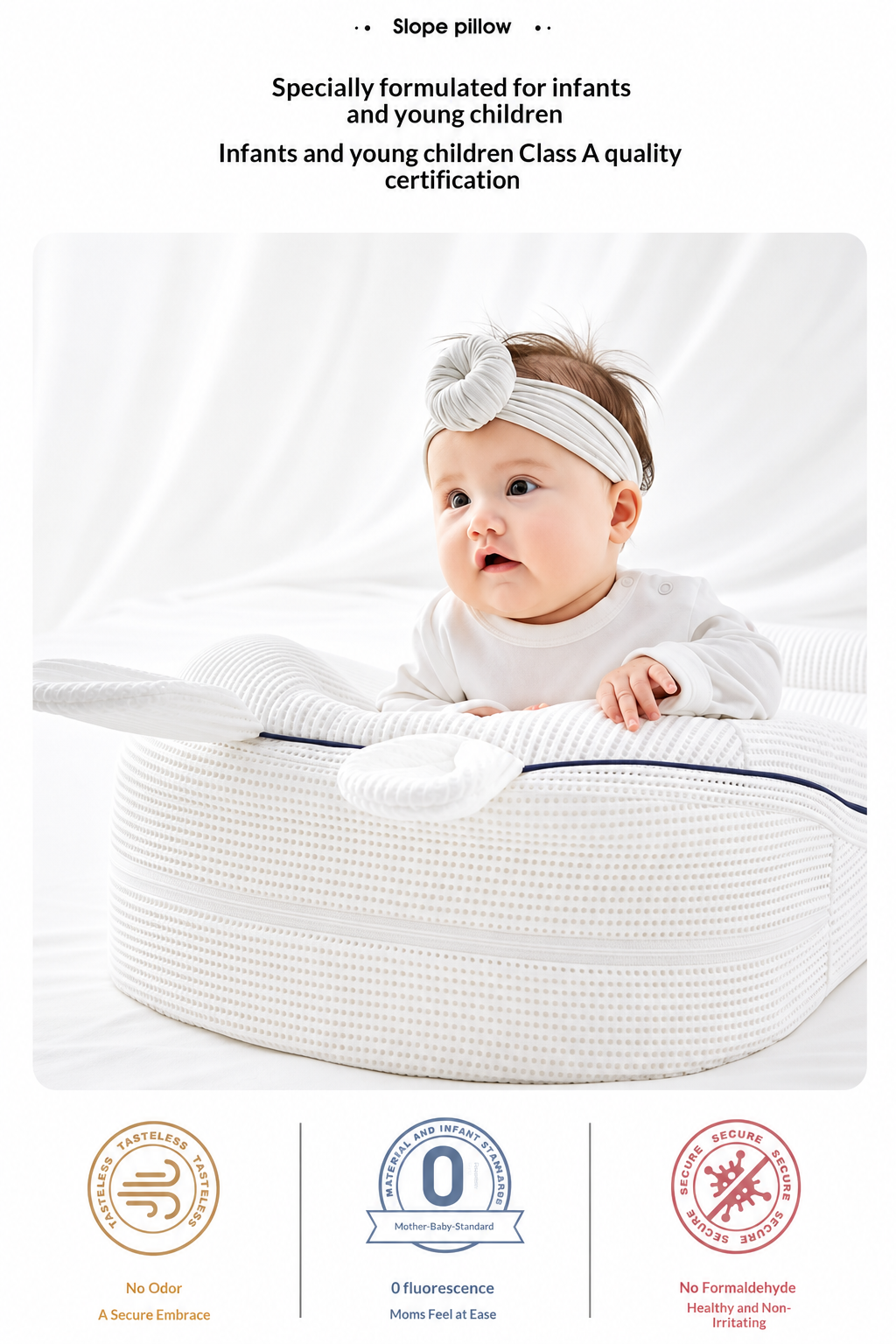 Infant resting comfortably on baby lounger positioner pillow