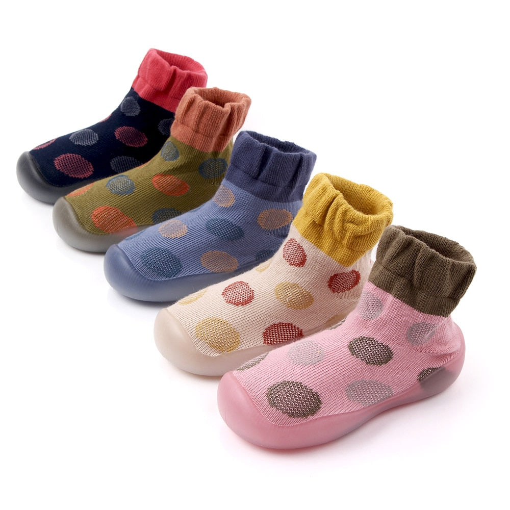 Polka-dotted Baby Sock Shoes - Green