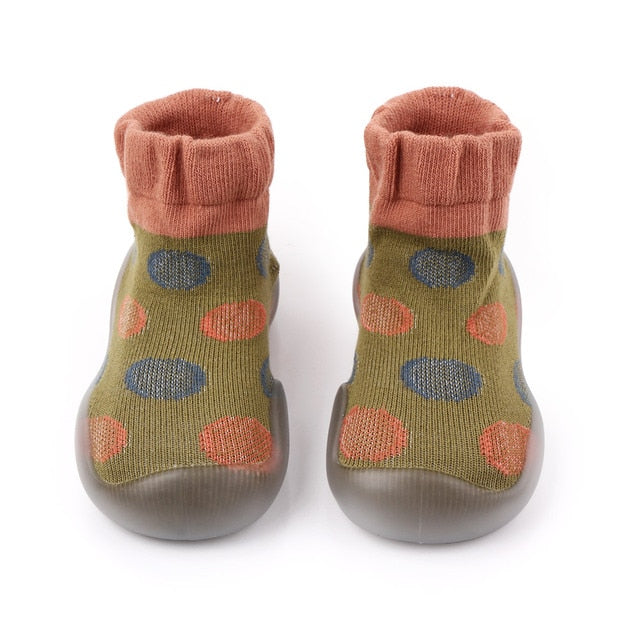 Polka-dotted Baby Sock Shoes - Green