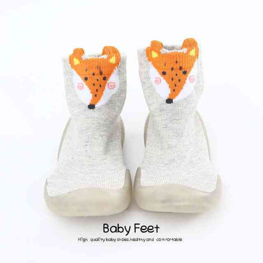 Tall Animal Sock Shoes - Gray Fox
