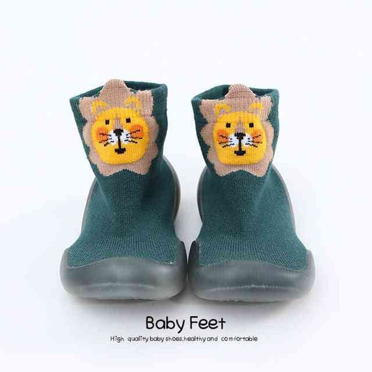 Tall Animal Sock Shoes - Green Lion