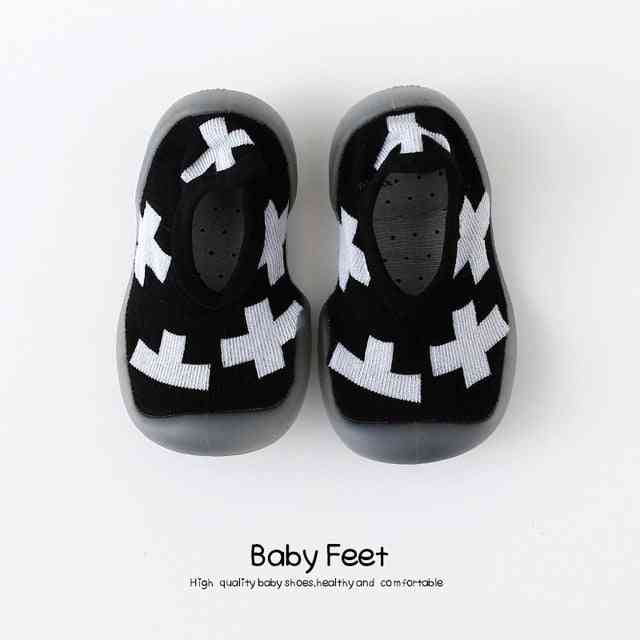 Baby Sock Shoes - Black w/ White Plus