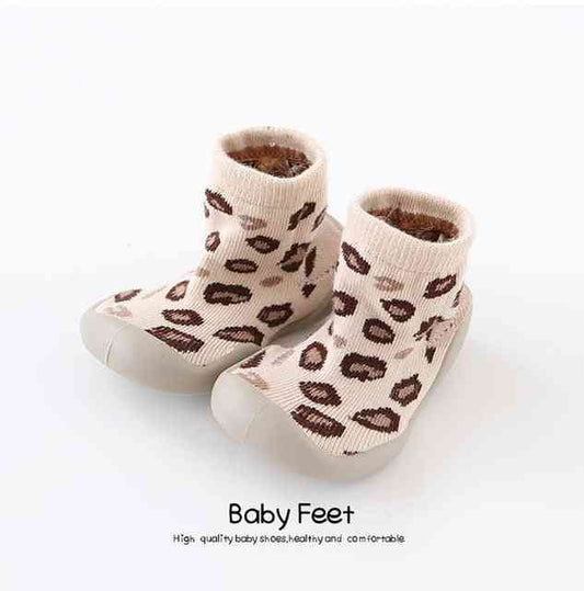Premium Baby Sock Shoes - Light Brown w/ Spots