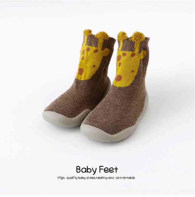 Premium Baby Sock Shoes - Brown Giraffe