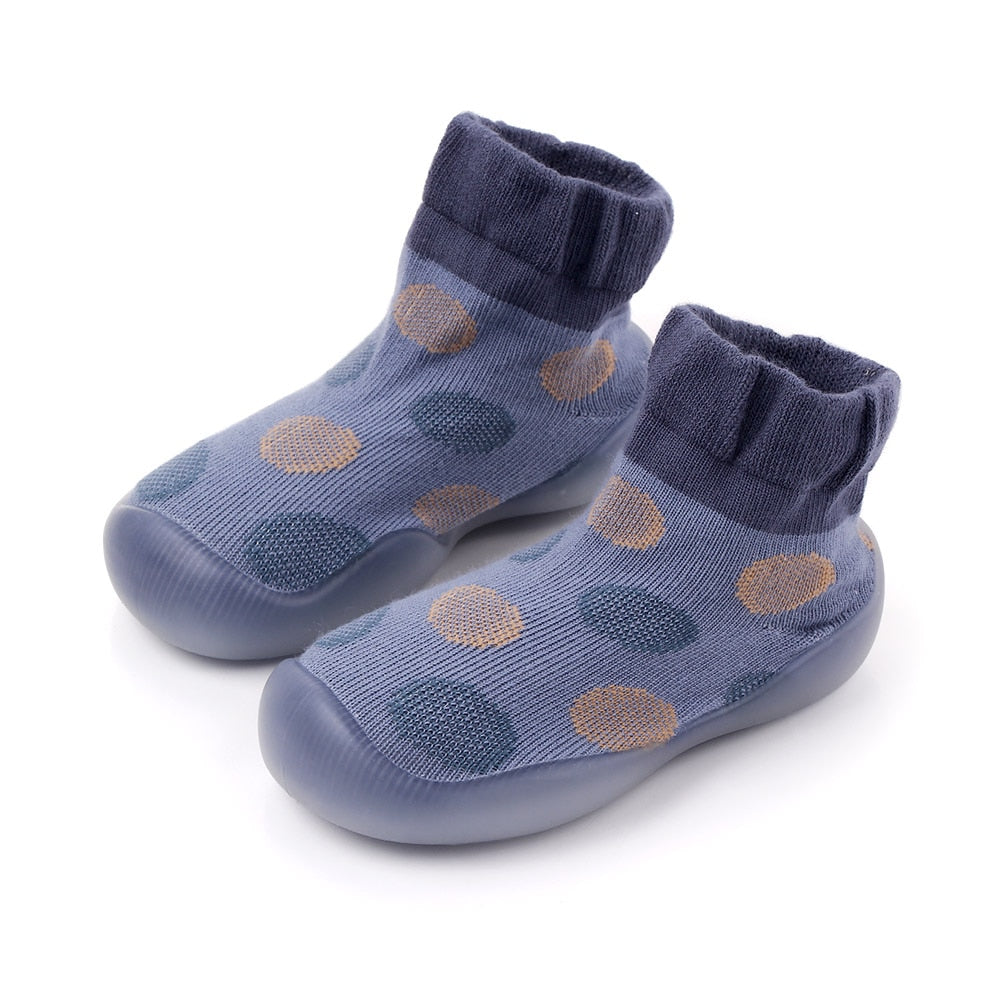 Polka-dotted Baby Sock Shoes - Blue