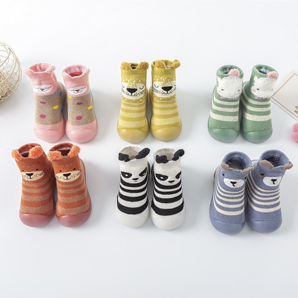 Winter Baby Sock Shoes - Yellow Cat