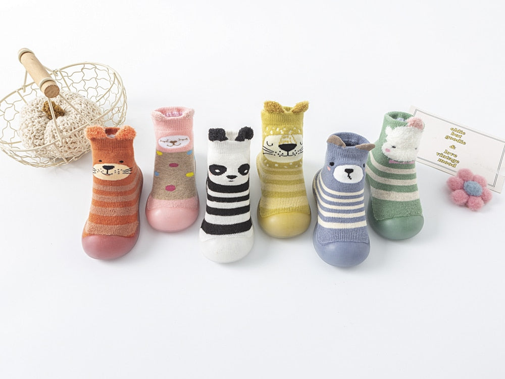 Winter Baby Sock Shoes - Yellow Cat