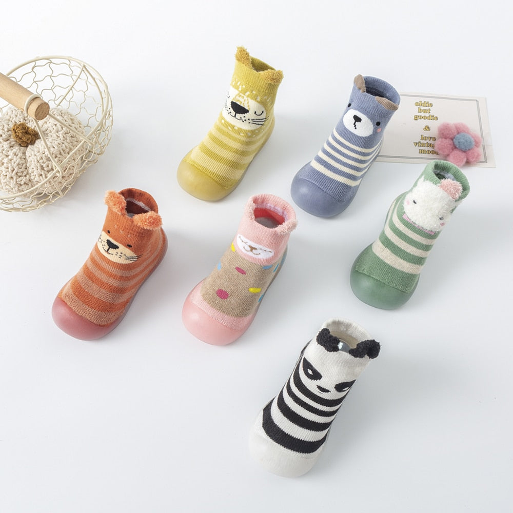 Winter Baby Sock Shoes - Yellow Cat