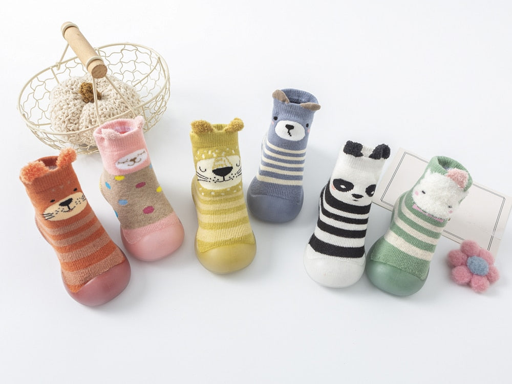 Winter Baby Sock Shoes - Yellow Cat