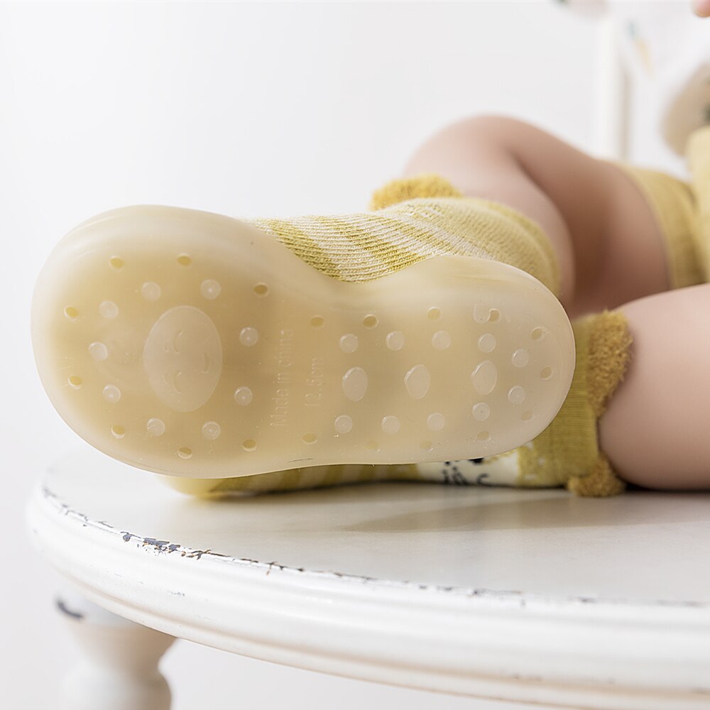 Winter Baby Sock Shoes - Yellow Cat