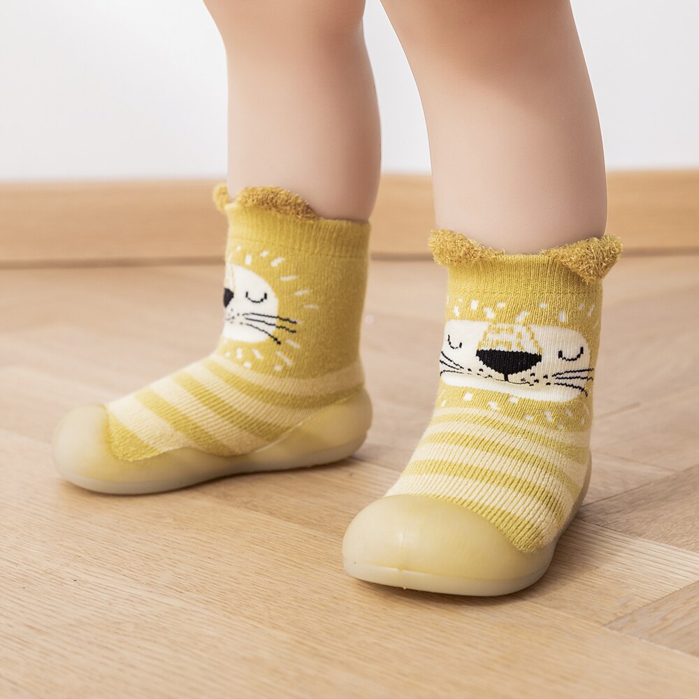 Winter Baby Sock Shoes - Yellow Cat