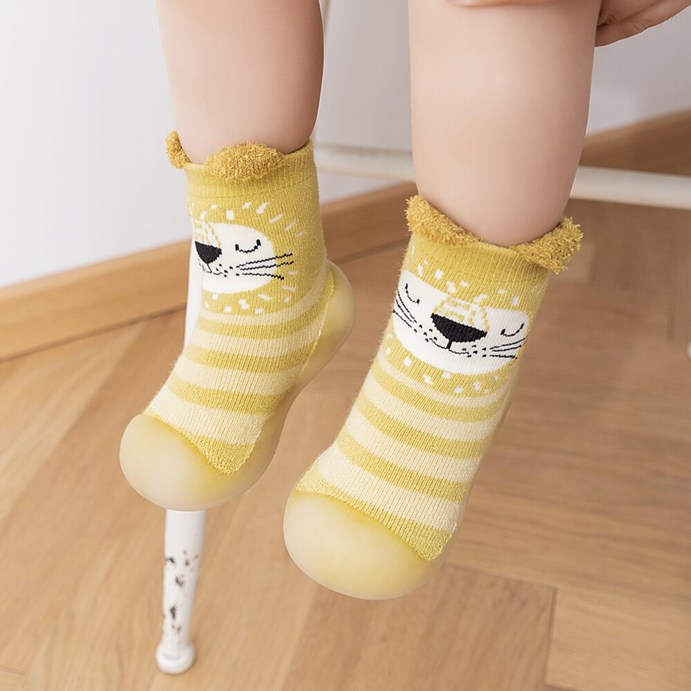 Winter Baby Sock Shoes - Yellow Cat