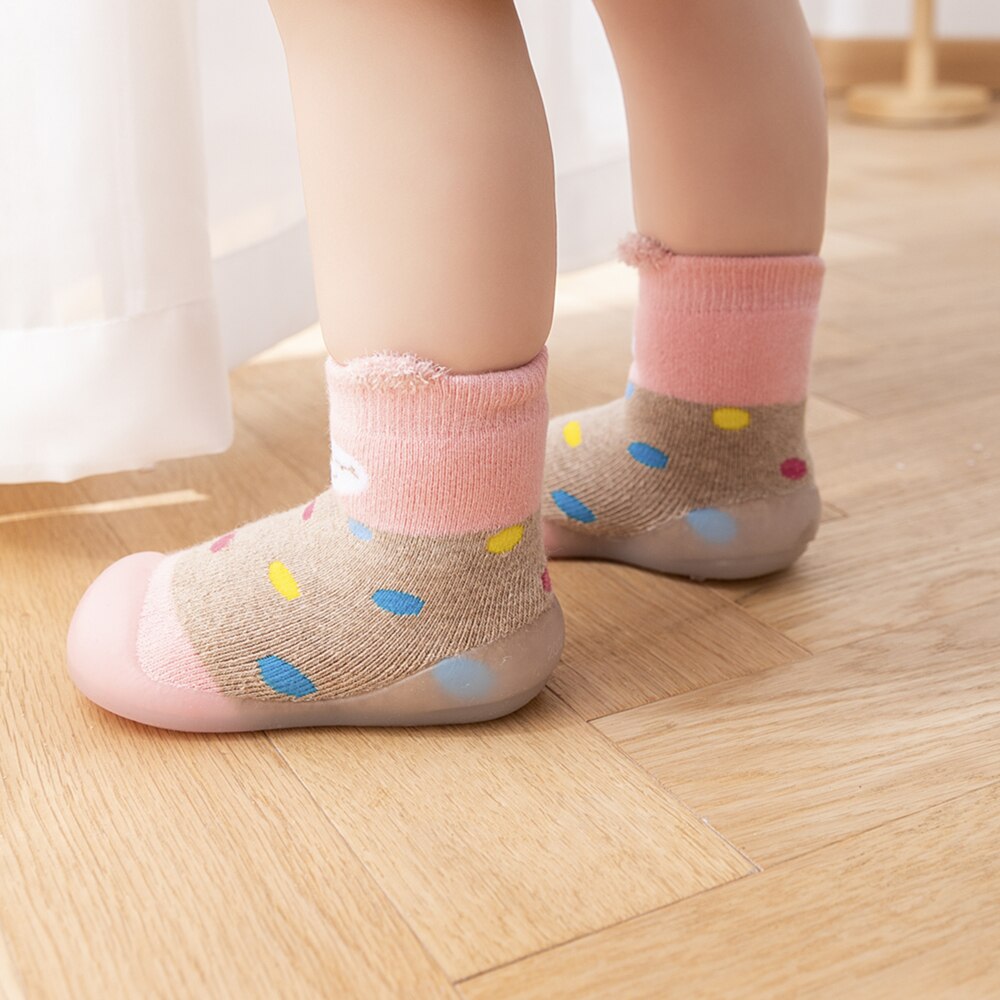 Winter Baby Sock Shoes - Pink Cat