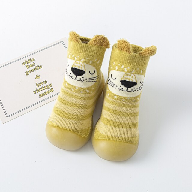 Winter Baby Sock Shoes - Yellow Cat