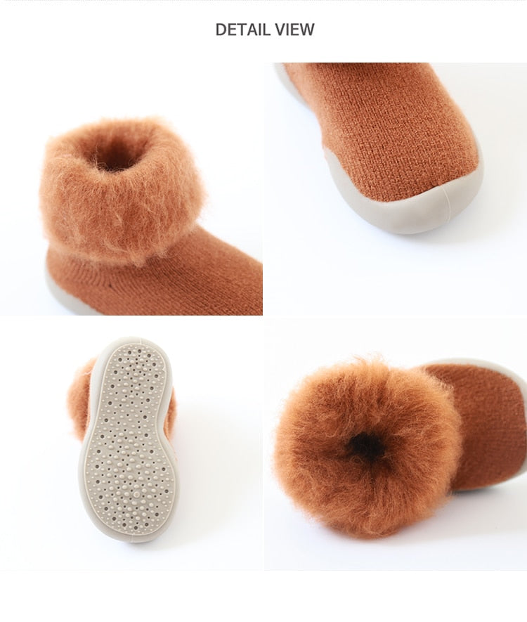 Furry Baby Sock Shoes - Orange