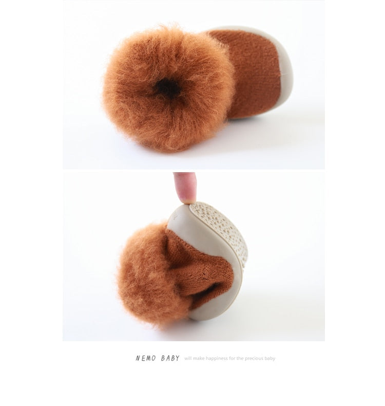 Furry Baby Sock Shoes - Orange