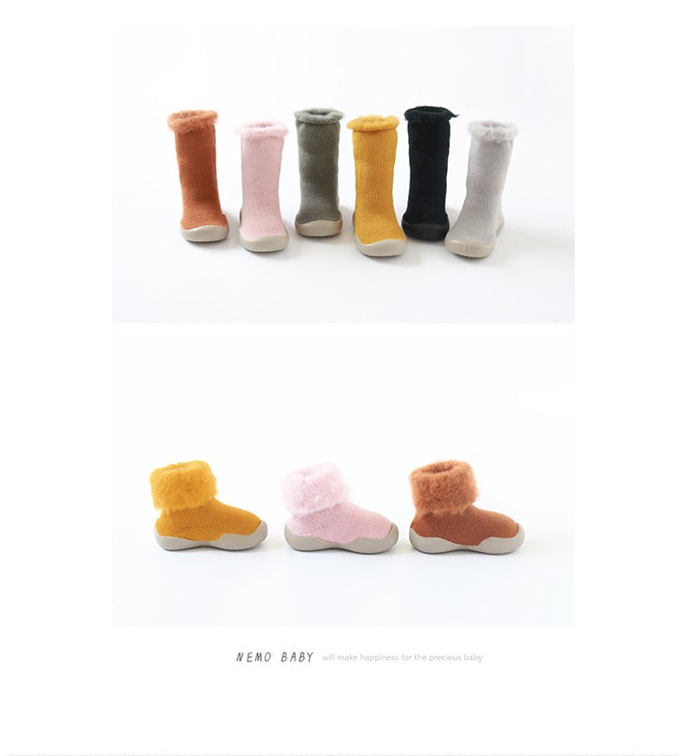 Furry Baby Sock Shoes - Yellow