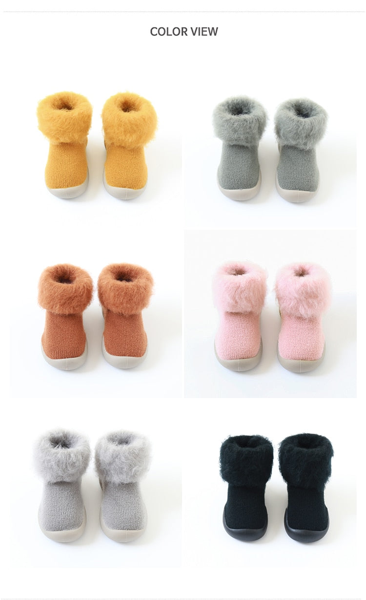 Furry Baby Sock Shoes - Yellow