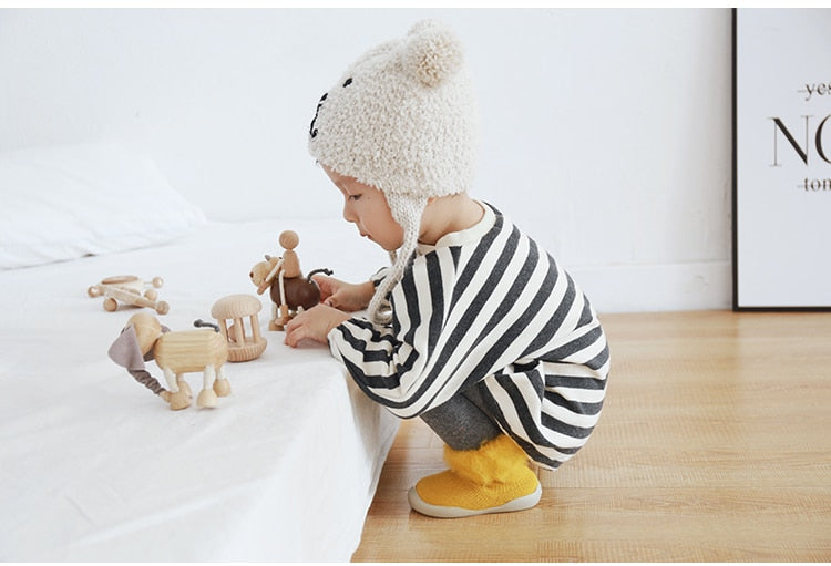 Furry Baby Sock Shoes - Yellow