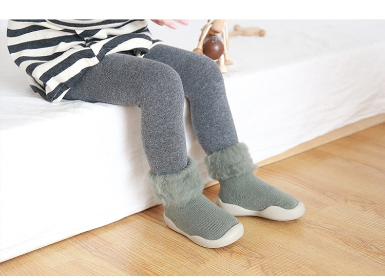 Furry Baby Sock Shoes - Green