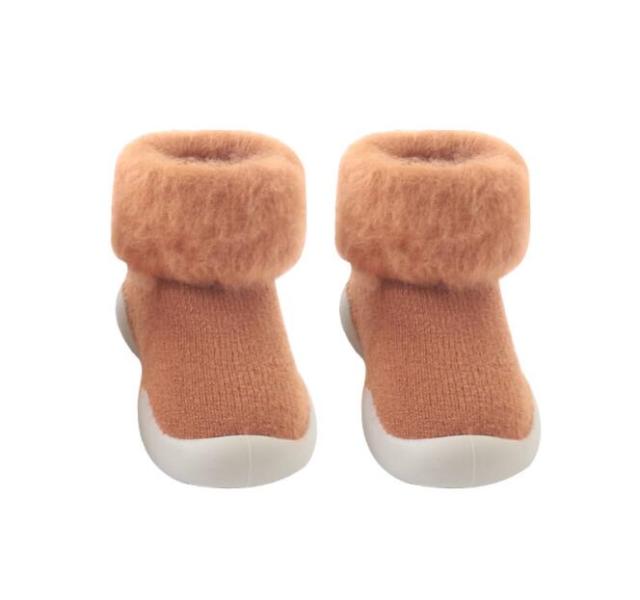 Furry Baby Sock Shoes - Orange