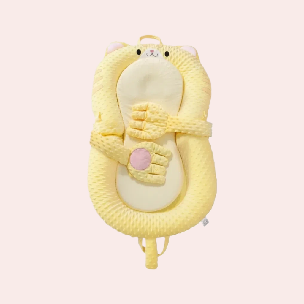 Smart baby soothing lounger with automatic patting hand and head shaping pillow