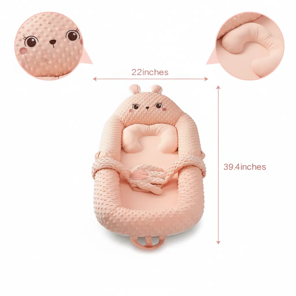 Dimensions and sitting support mode of smart patting baby lounger