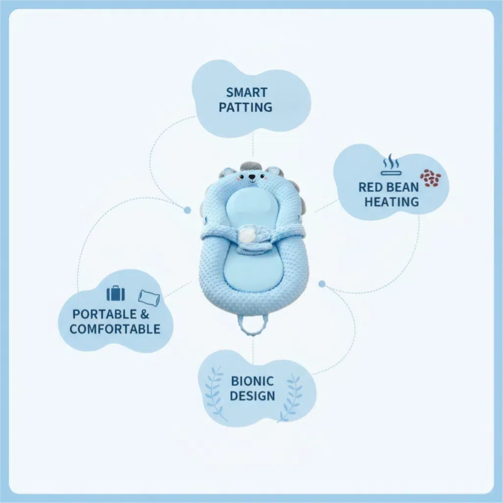 Smart soothing baby lounger nest core feature structure