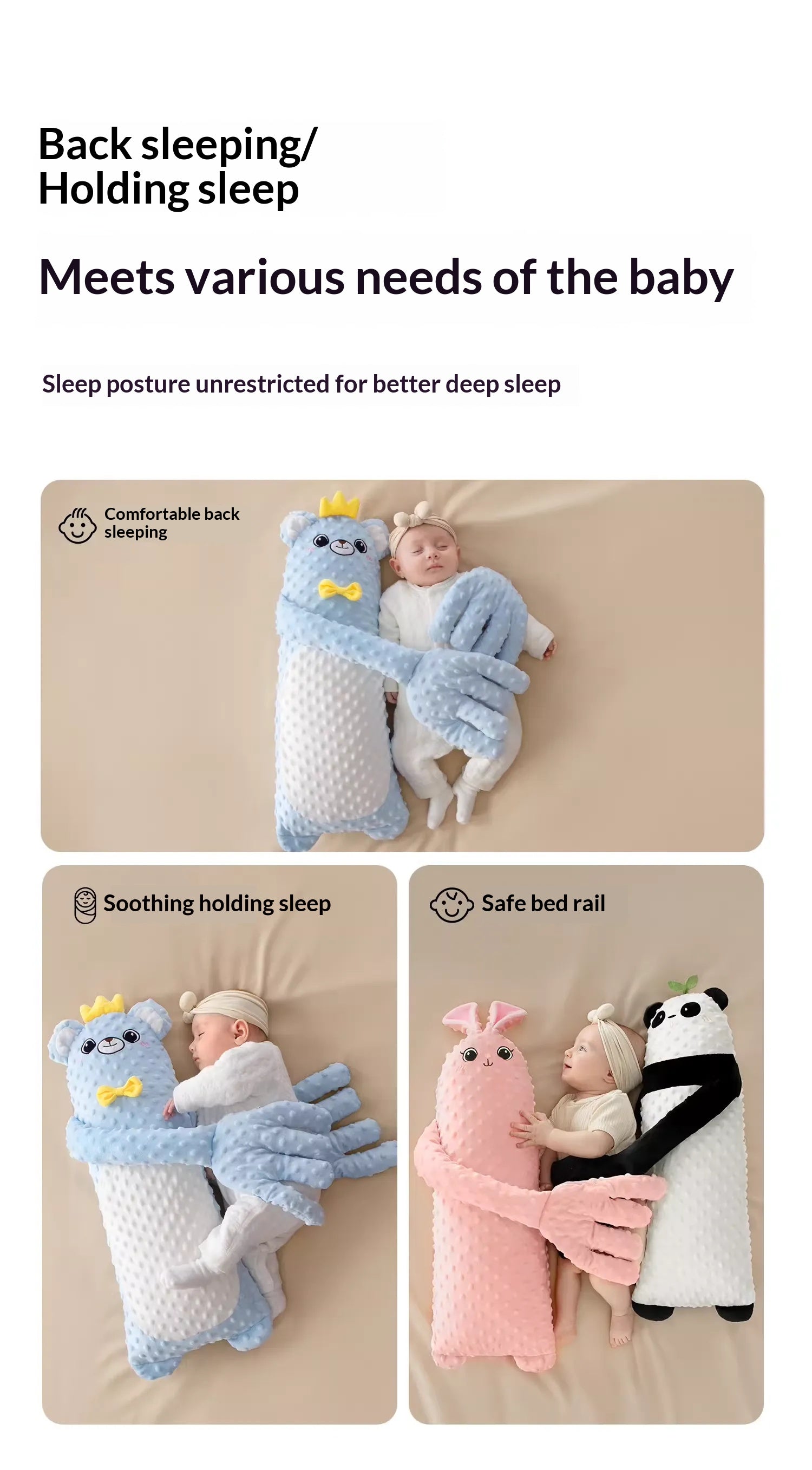 Automatic baby patter pillow available in bear rabbit and lion styles