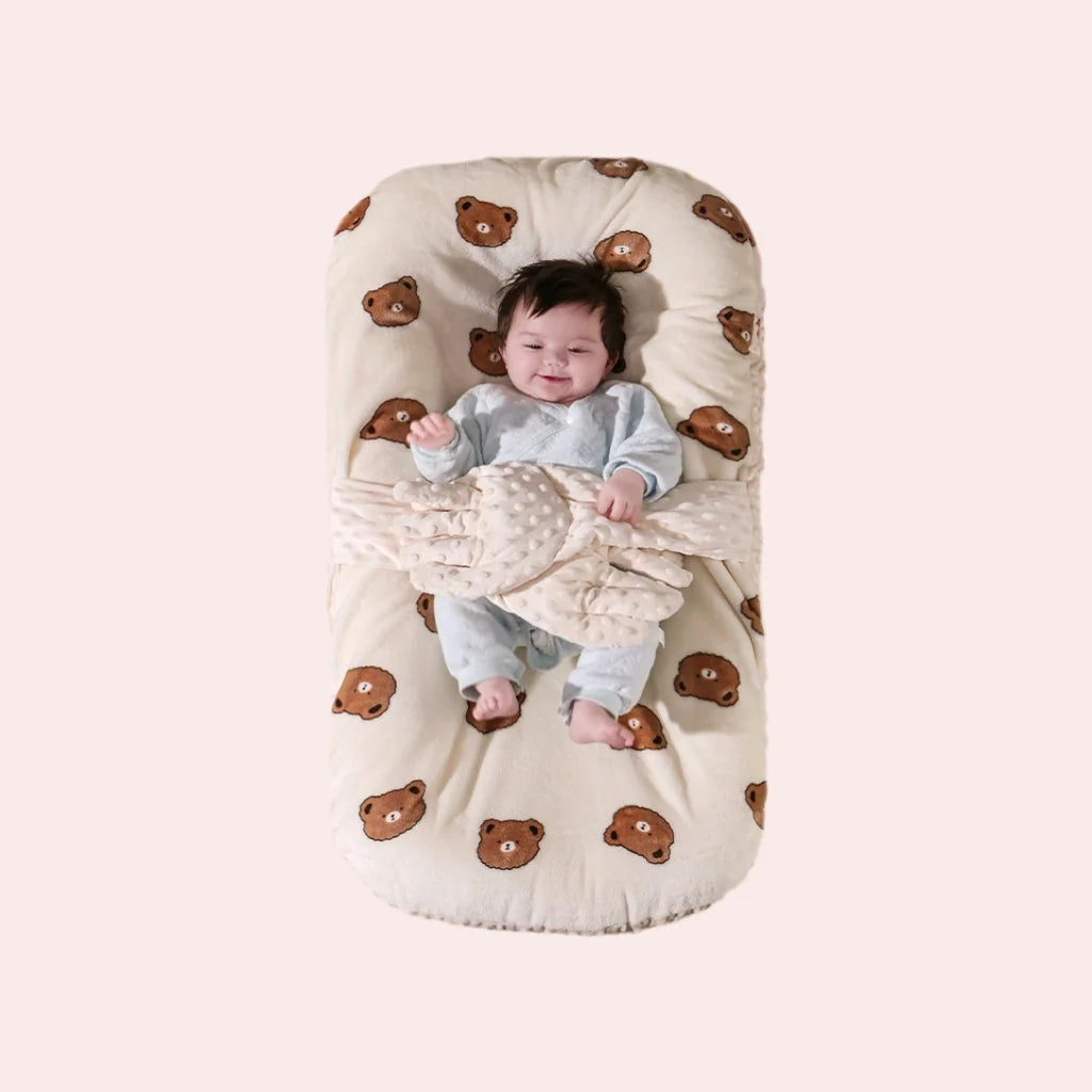 Cute animal design soothing baby lounger with gentle patting