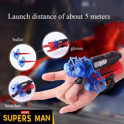 Spider-Man launcher suction cups gloves spit silk can send shooting soft bullet gun manual toy gun boys children's gifts - MEACAOFG