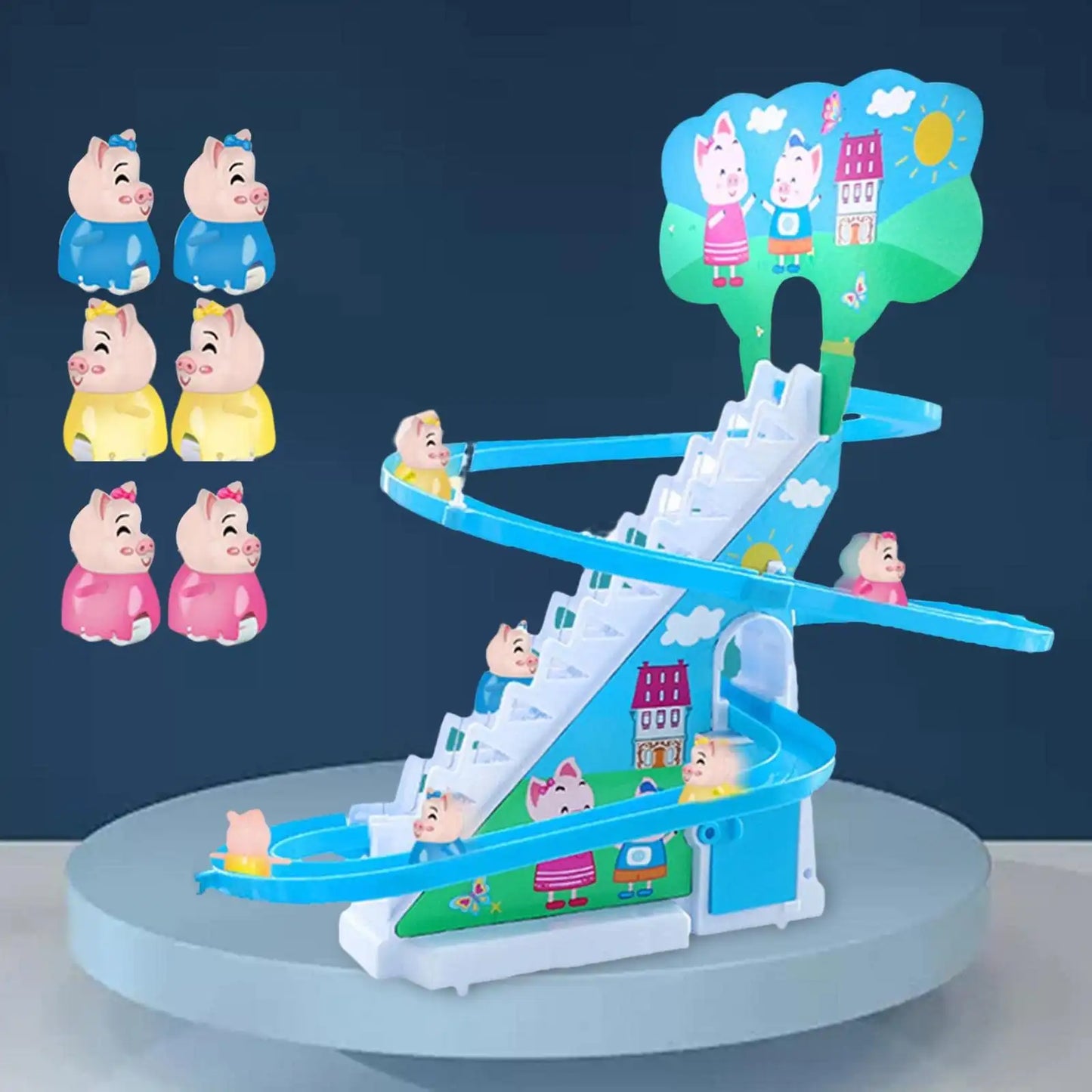 Electric penguin piggy climbing stairs fully automatic slide assembled track duck on birthday toys - MEACAOFG