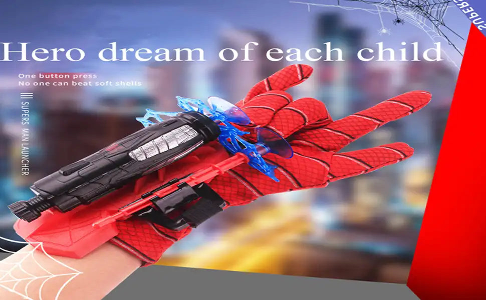 Spider-Man launcher suction cups gloves spit silk can send shooting soft bullet gun manual toy gun boys children's gifts - MEACAOFG