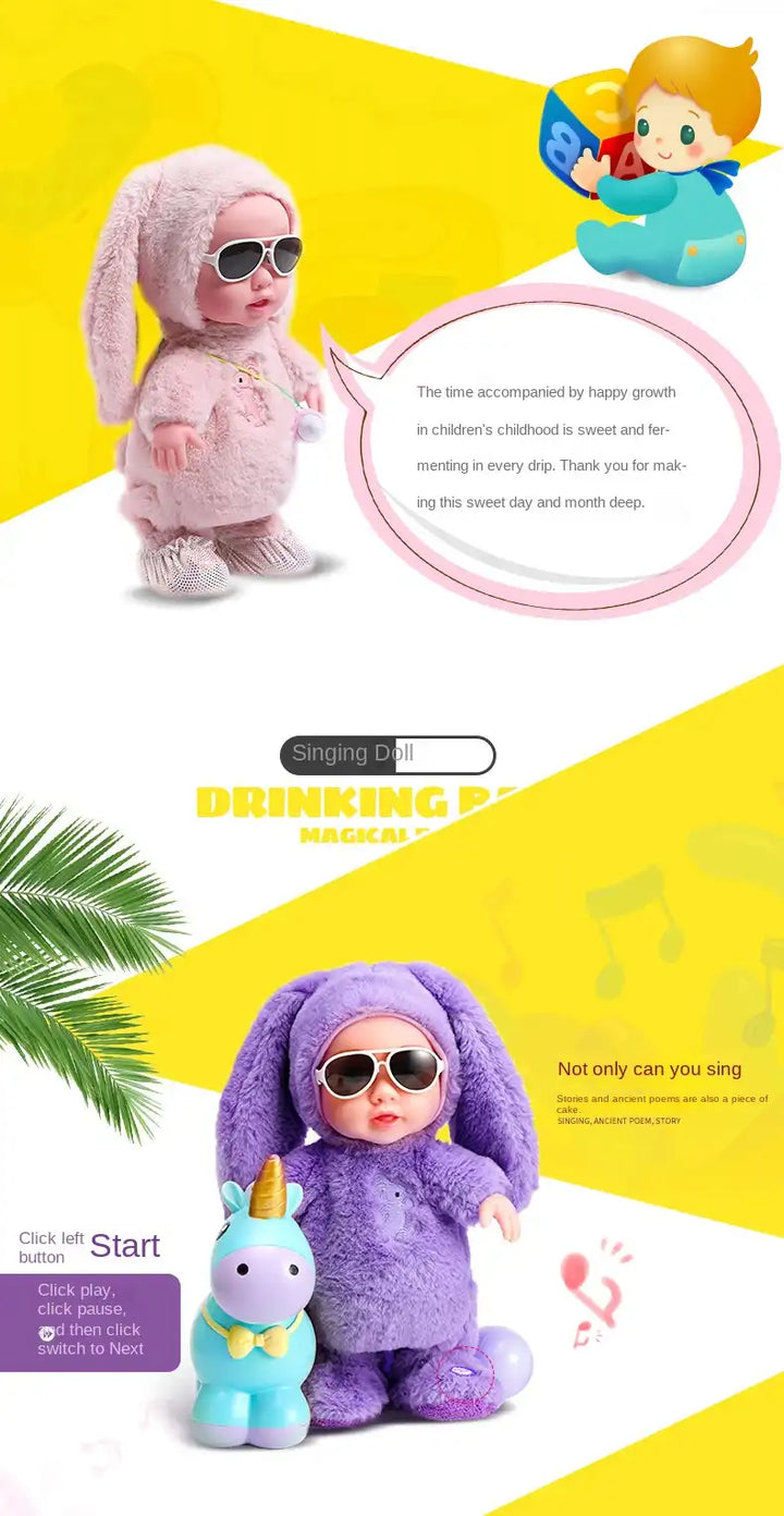 Surprise Lol Reborn Baby Doll Children's Electric Plush Feeding Bottle Doll Can Sing Dance Walk Talk Learn Tongue Girl 120 Songs - MEACAOFG