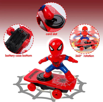 Spider Man stunt toy car. children's toys with lights and sounds. mini Spider Man toys. stunt toy car. Spider Man toy scooter. light up toy car. suitable for children aged 3 years and above - MEACAOFG