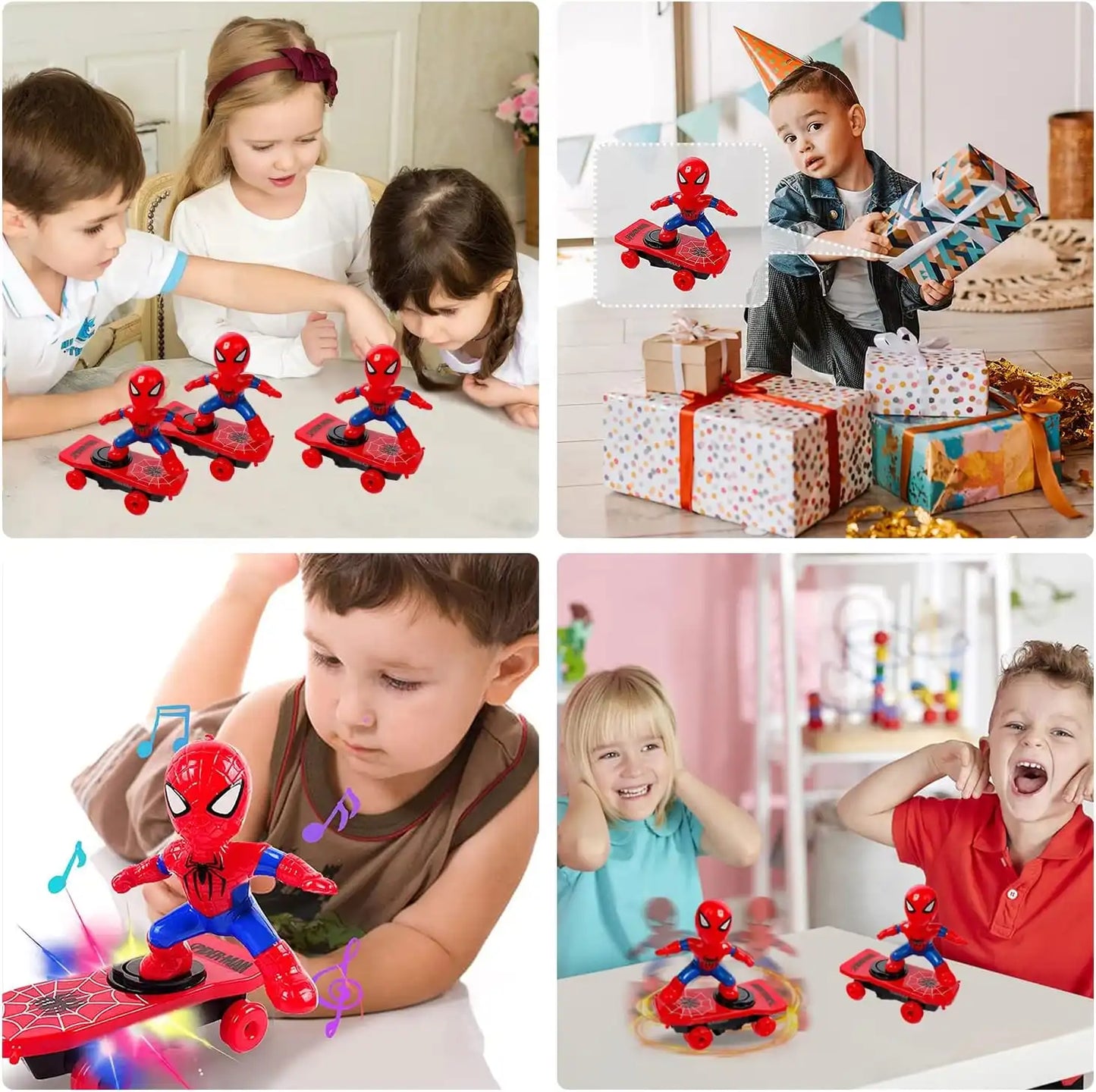 Spider Man stunt toy car. children's toys with lights and sounds. mini Spider Man toys. stunt toy car. Spider Man toy scooter. light up toy car. suitable for children aged 3 years and above - MEACAOFG